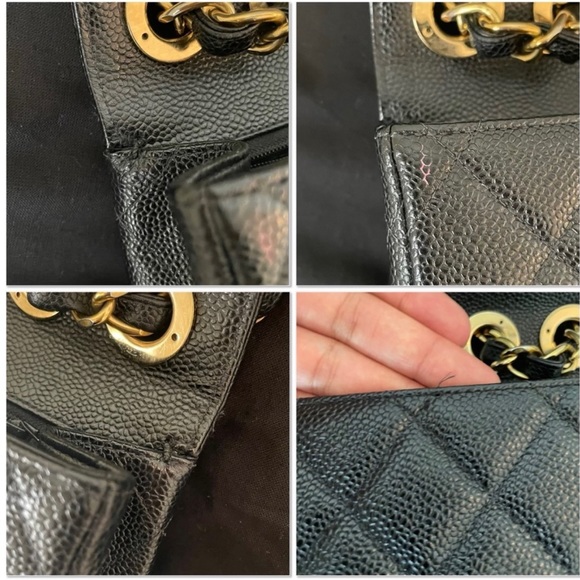Sold 24k gold plated Black Chanel Caviar Jumbo single flap bag - Picture 10 of 17